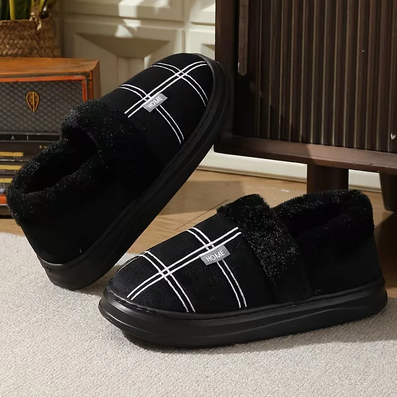 Slippers met geruit patroon en pluche voering - Image 5