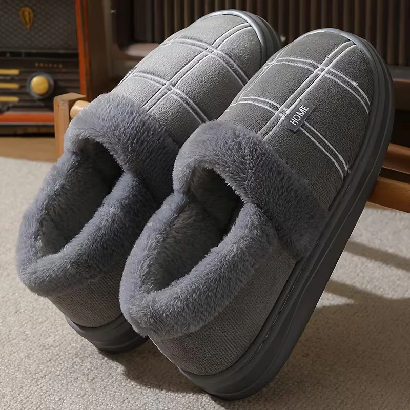 Slippers met geruit patroon en pluche voering - Image 6