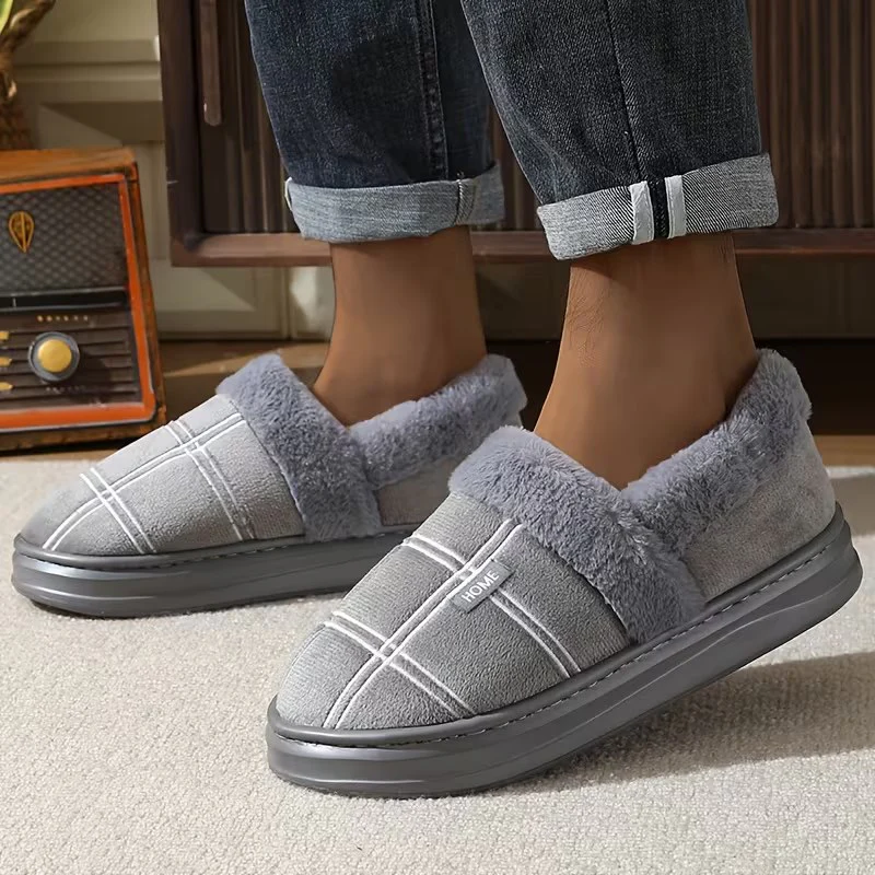 Slippers met geruit patroon en pluche voering - Image 7