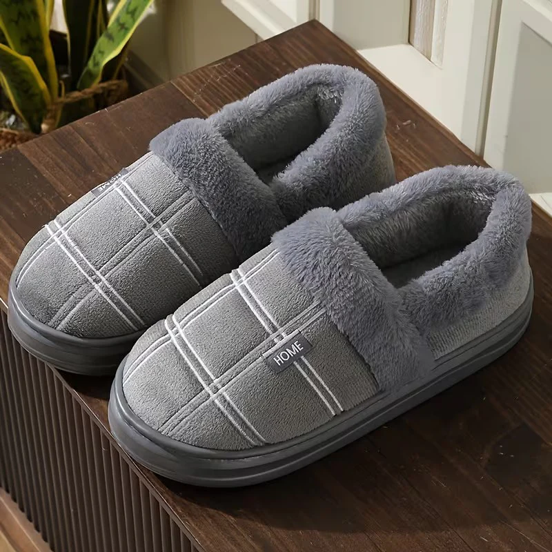 Slippers met geruit patroon en pluche voering - Image 8