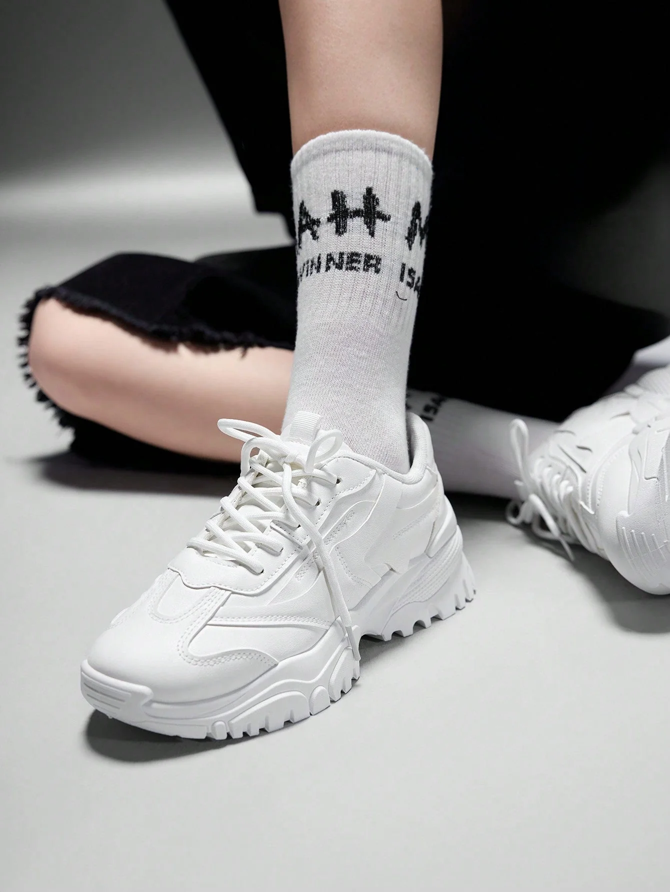 Sneakers met dikke zool en mesh-oppervlak - Image 4
