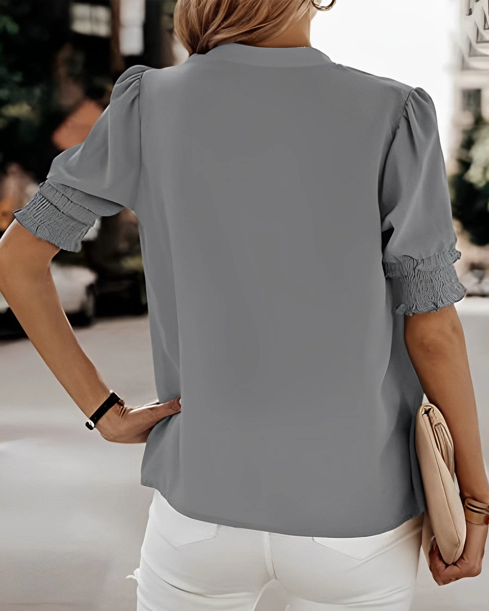Sofie | Blouse met korte mouw en V-hals - Image 11
