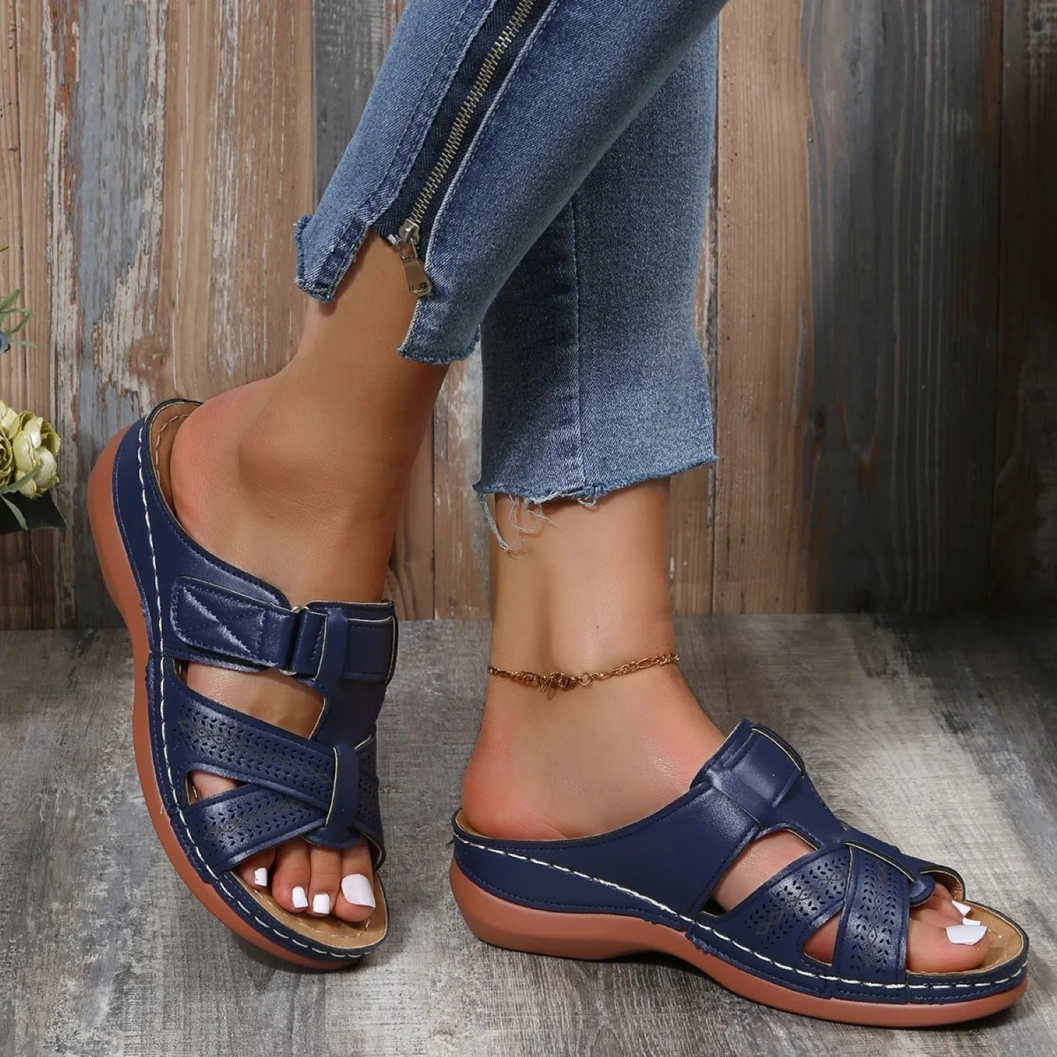 Sofie | Leren dames sandalen met open teen - Image 3