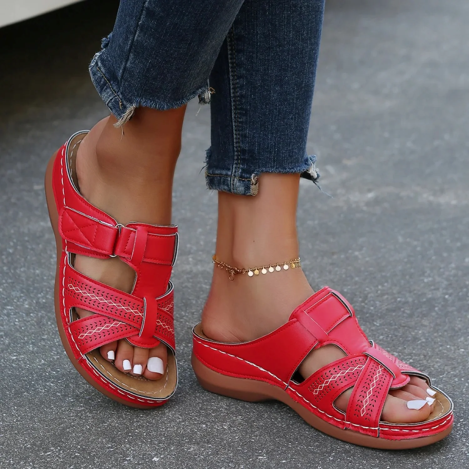 Sofie | Leren dames sandalen met open teen - Image 4