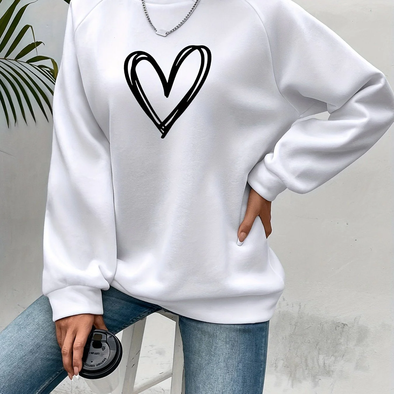 Sophie | Casual sweatshirt met hartprint - Image 15