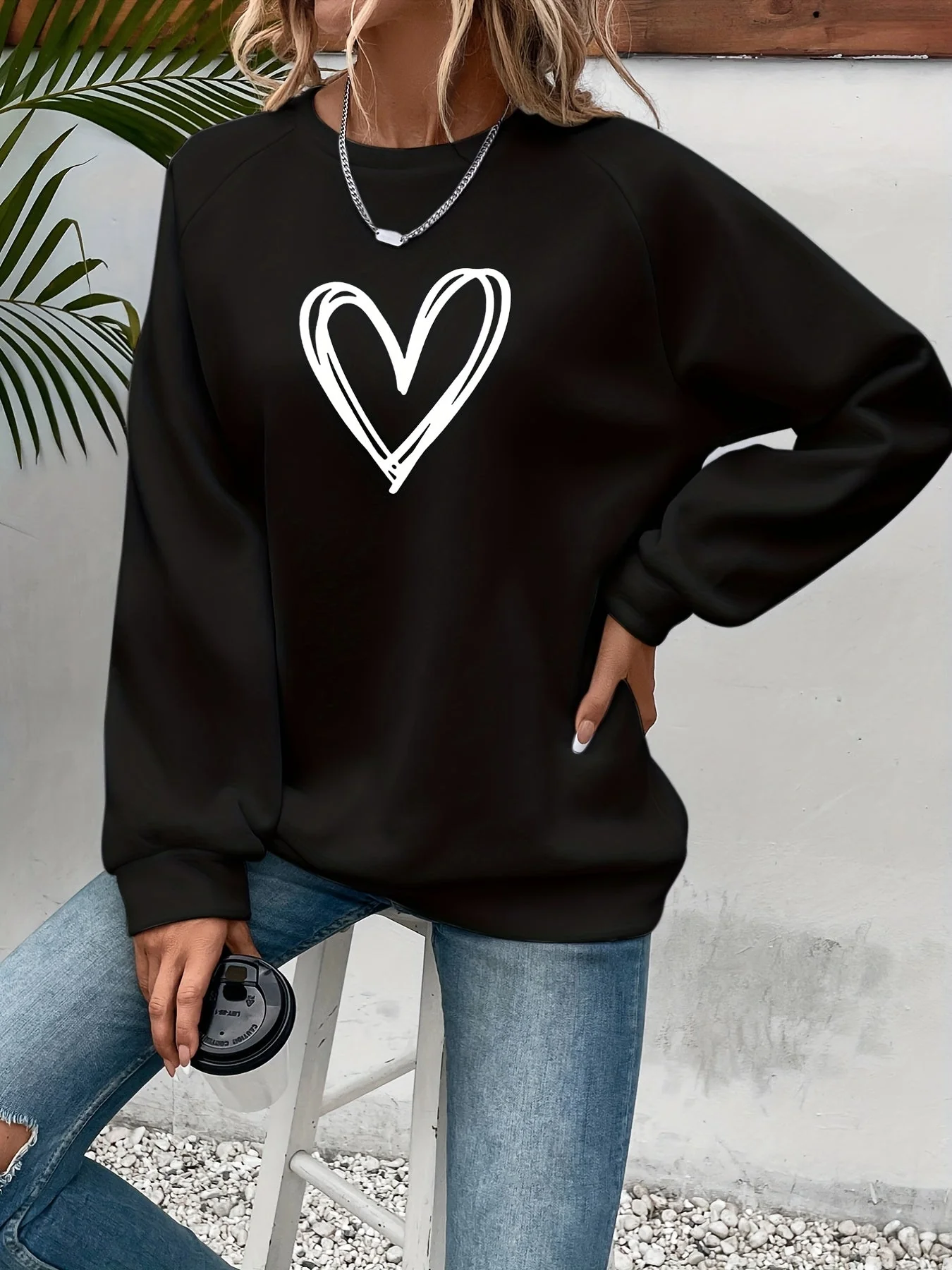 Sophie | Casual sweatshirt met hartprint - Image 22