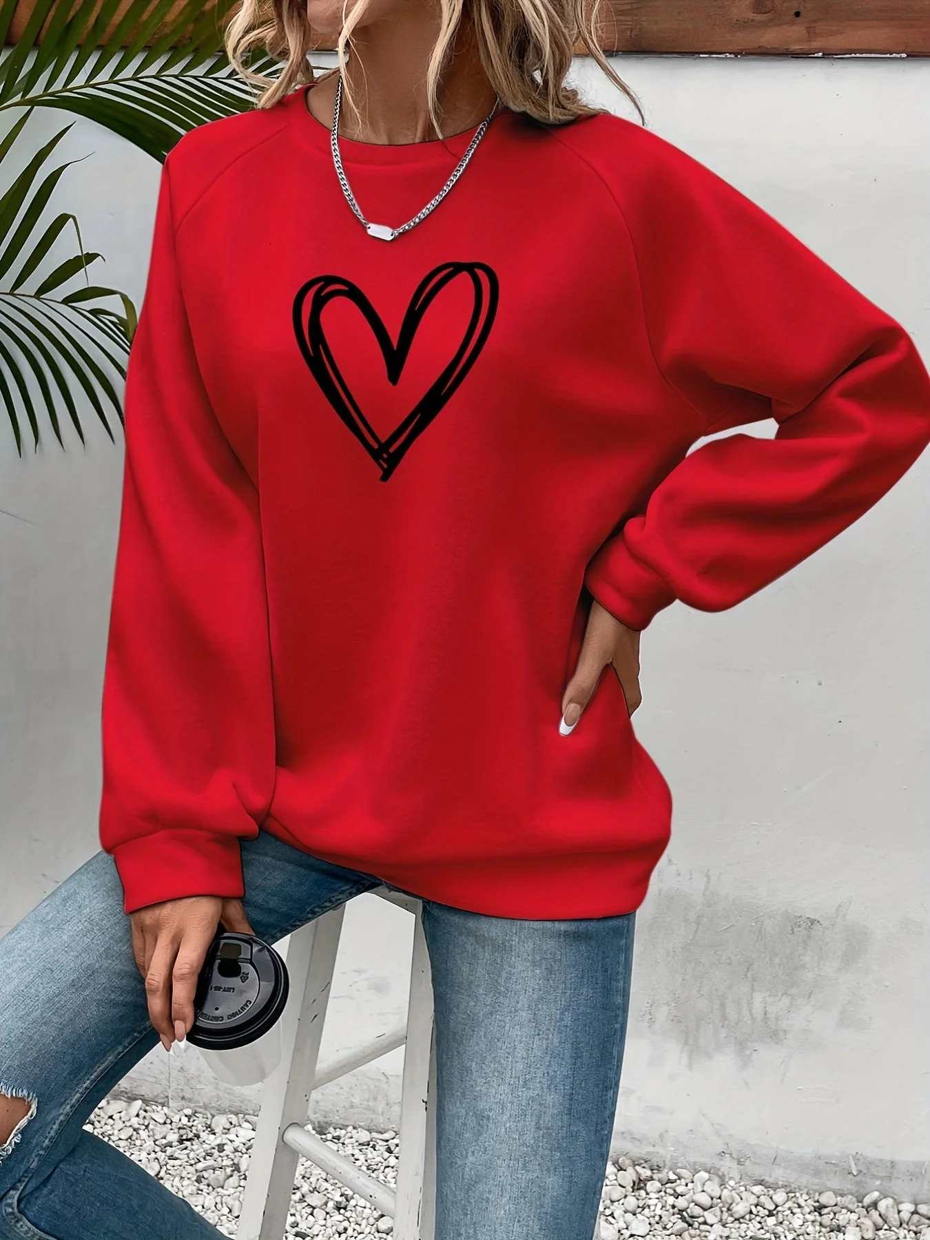 Sophie | Casual sweatshirt met hartprint - Image 3