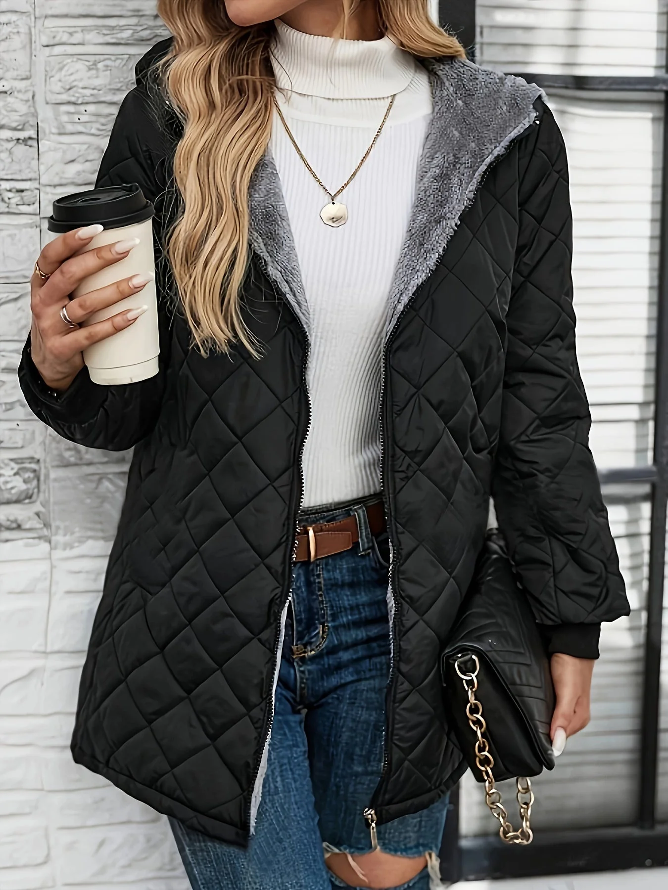Sophie | Dames pufferjas met geometrisch patroon
