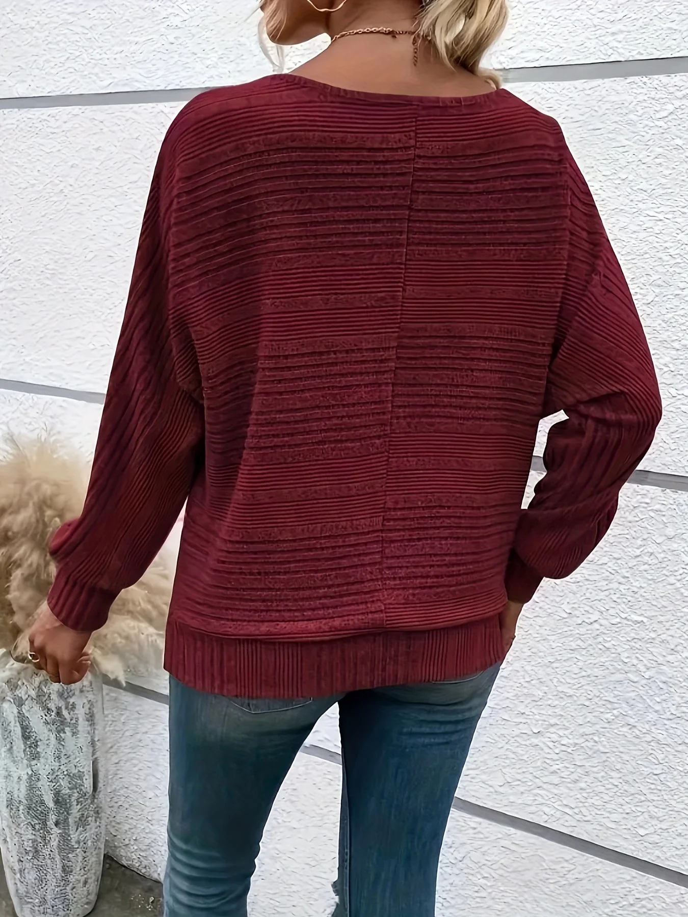 Sophie | Effen casual pullover met ronde hals en wijde mouwen - Image 21