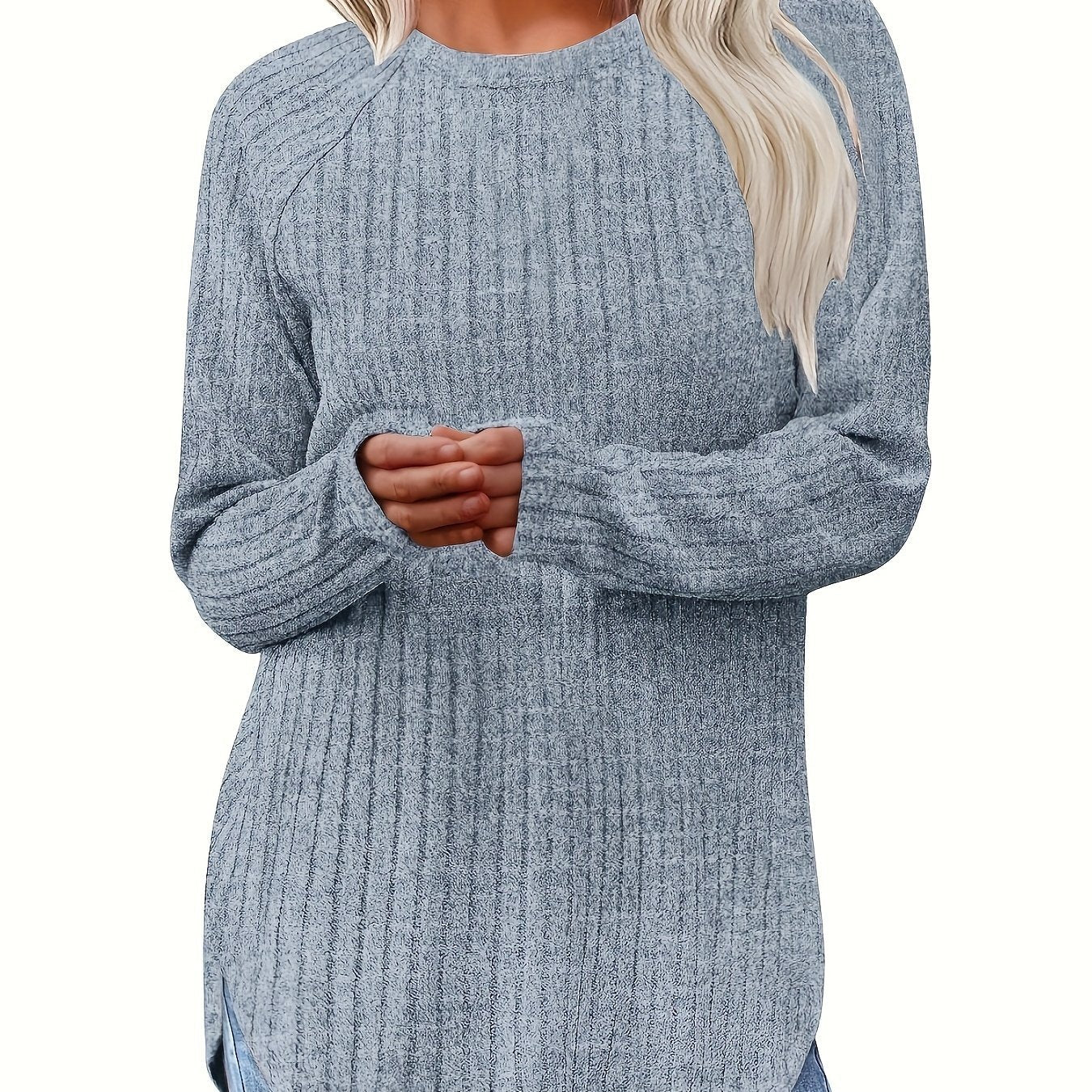 Sophie | Effen kleur geribbeld T-shirt met lange mouwen - Image 38