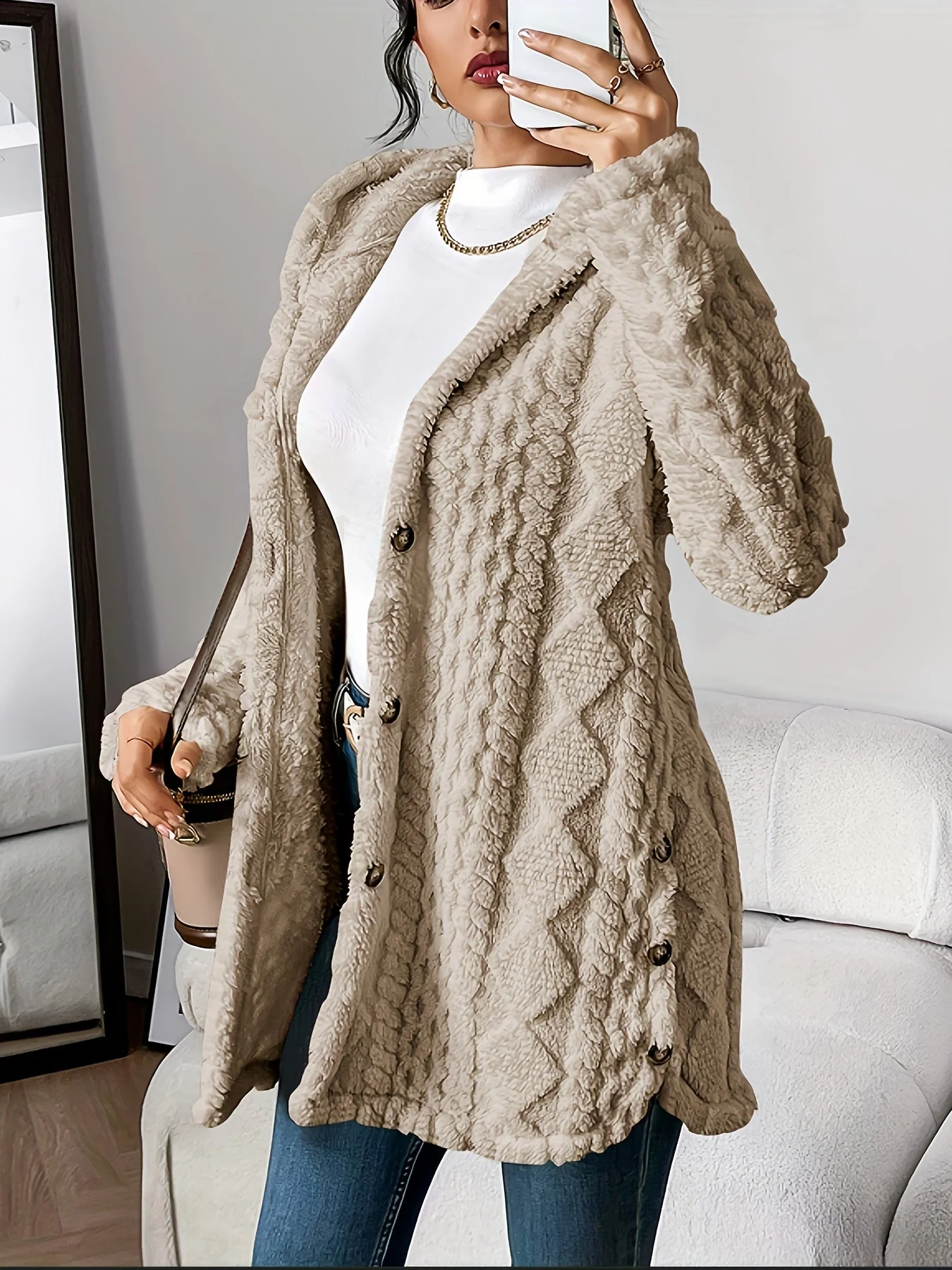 Sophie | Fluffy teddy hoodie jas - Image 15