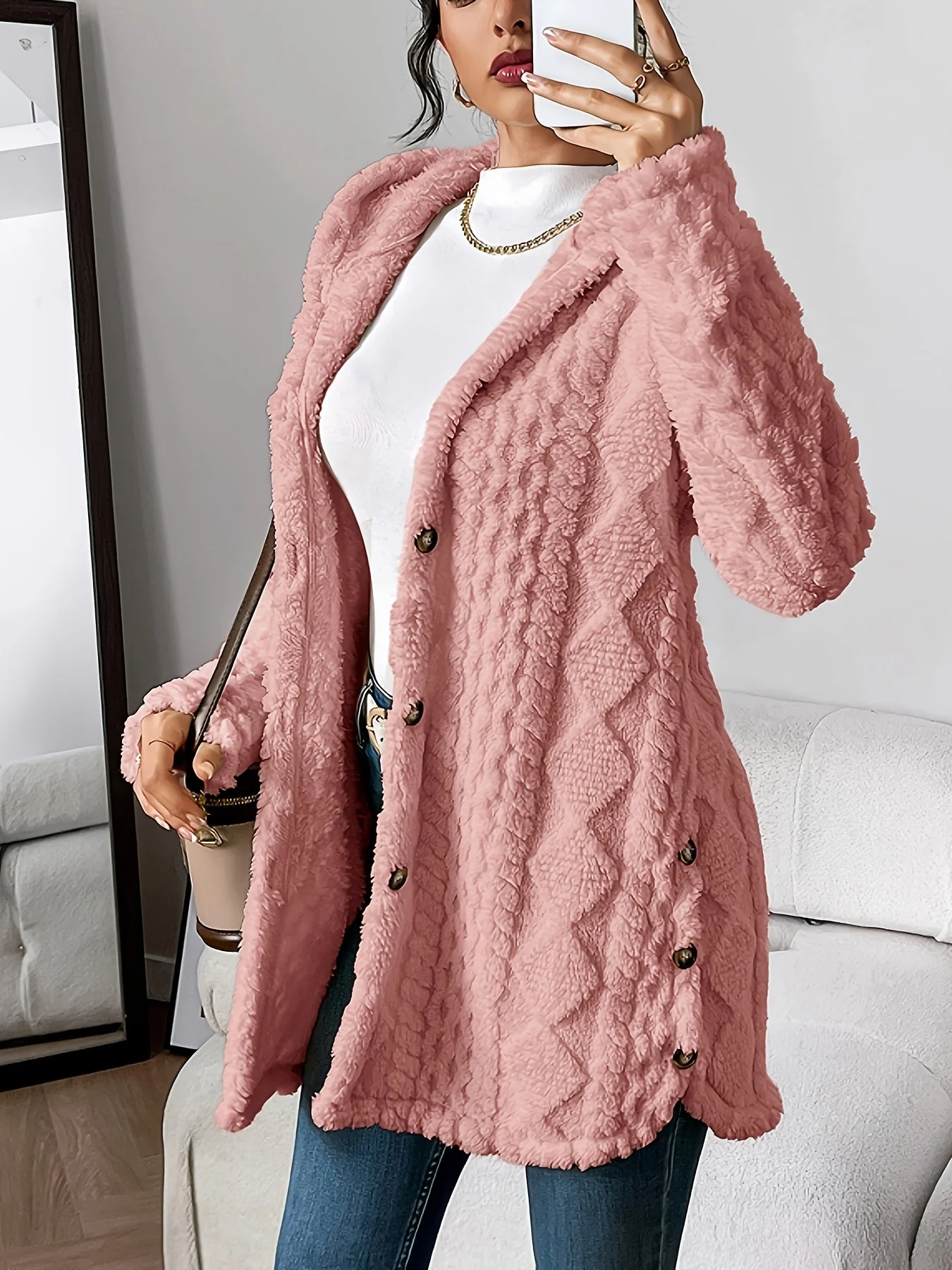 Sophie | Fluffy teddy hoodie jas - Image 17