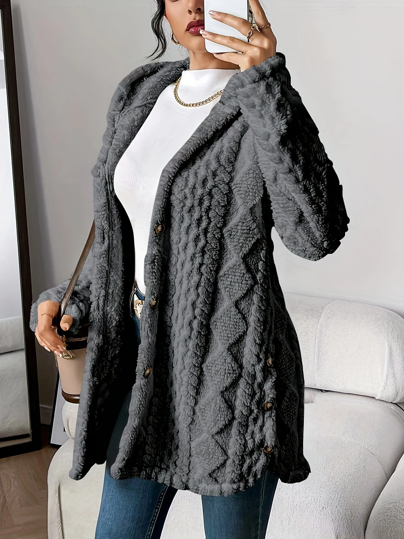 Sophie | Fluffy teddy hoodie jas - Image 20