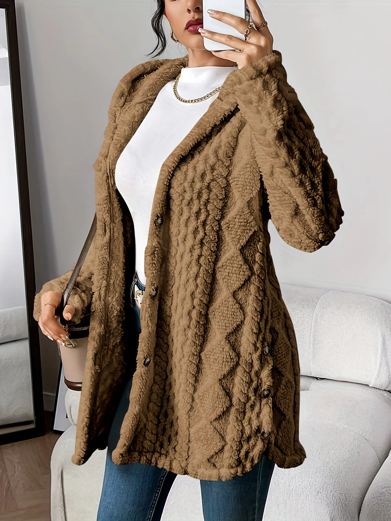 Sophie | Fluffy teddy hoodie jas - Image 3