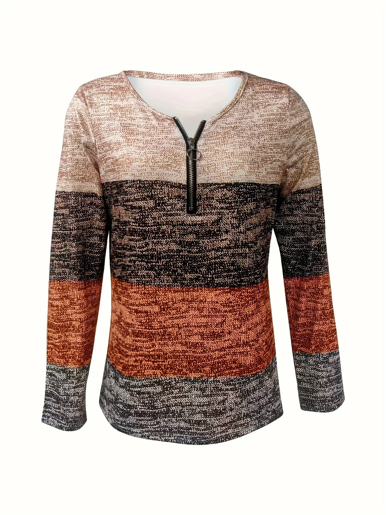 Sophie | Kleurrijk blok kwart rits T-shirt met lange mouwen - Image 3
