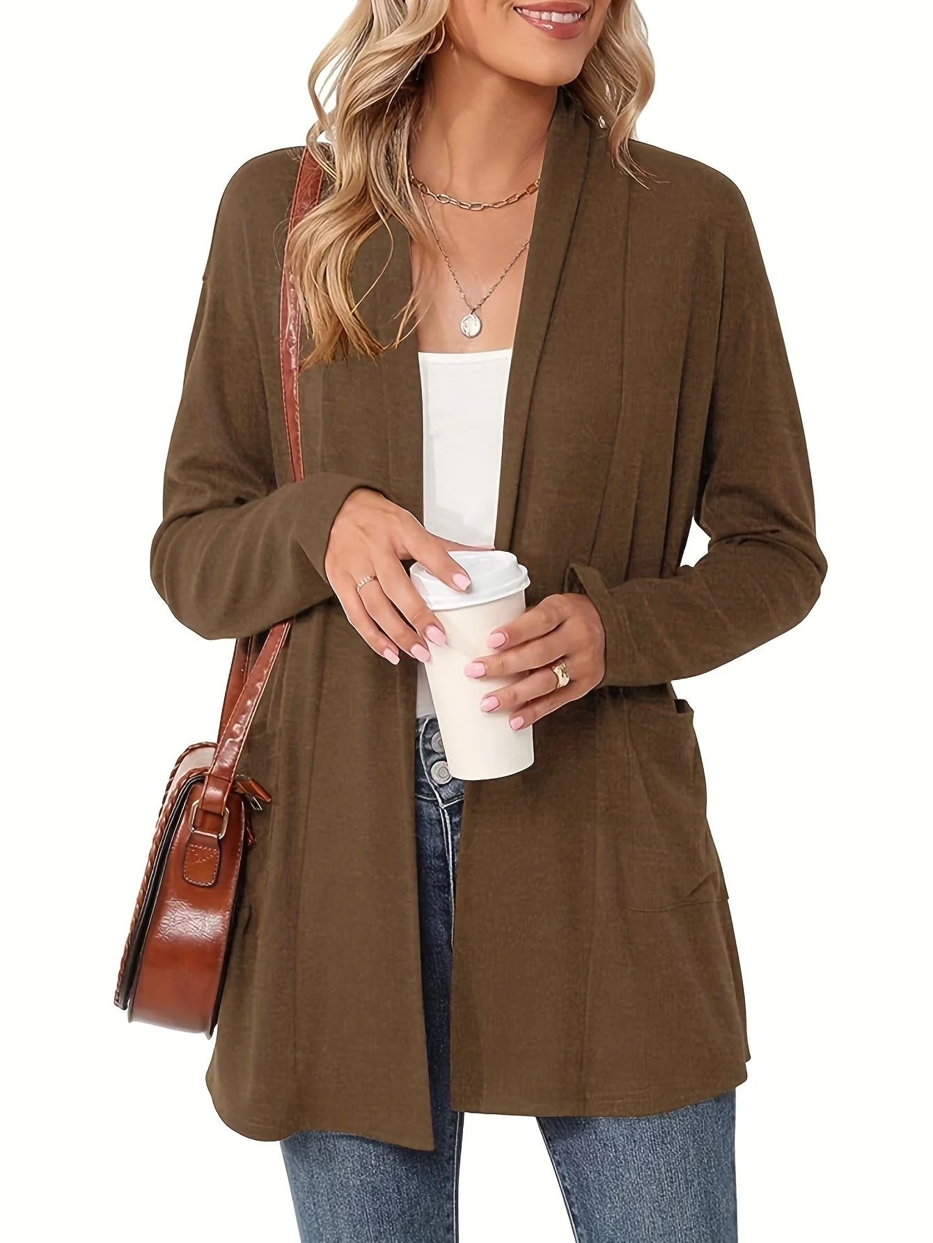 Sophie | Stevig gebreid casual vest met lange mouwen en open voorkant - Image 11