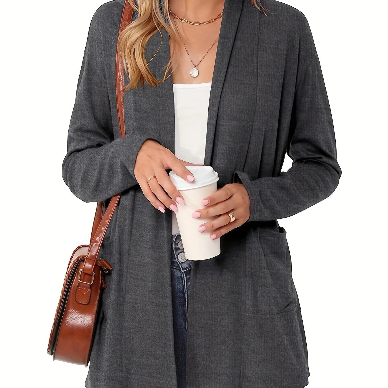 Sophie | Stevig gebreid casual vest met lange mouwen en open voorkant - Image 16