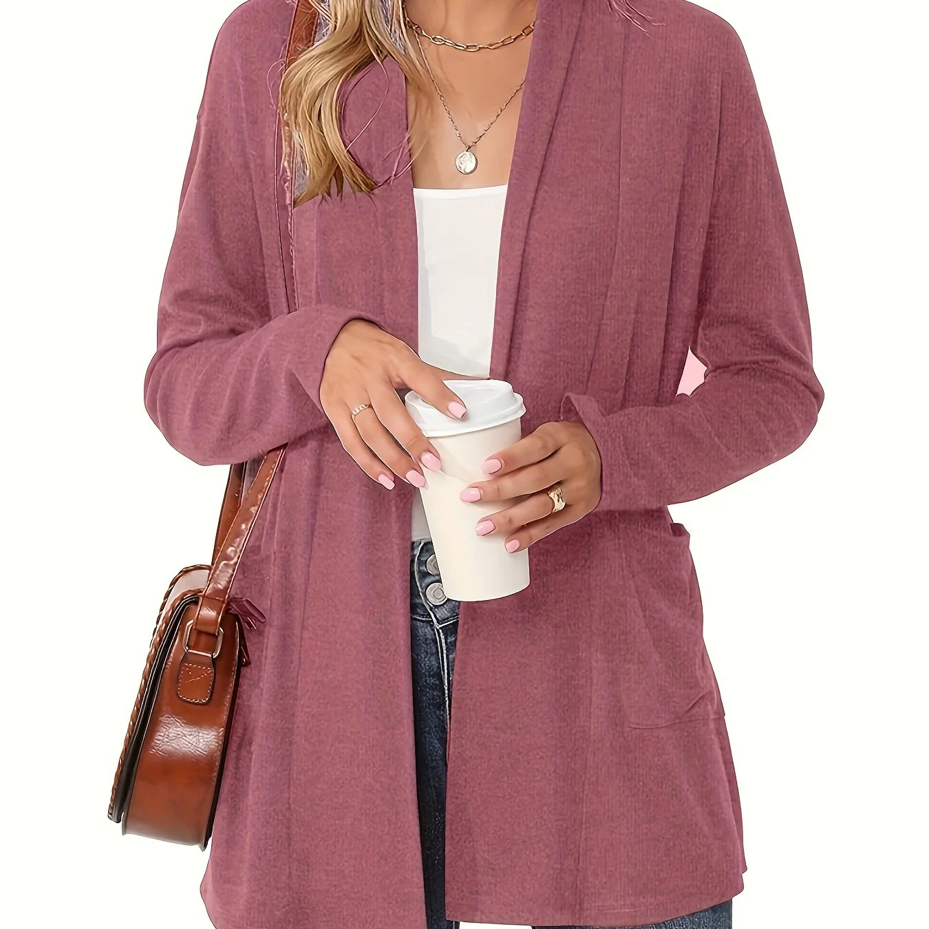 Sophie | Stevig gebreid casual vest met lange mouwen en open voorkant - Image 21
