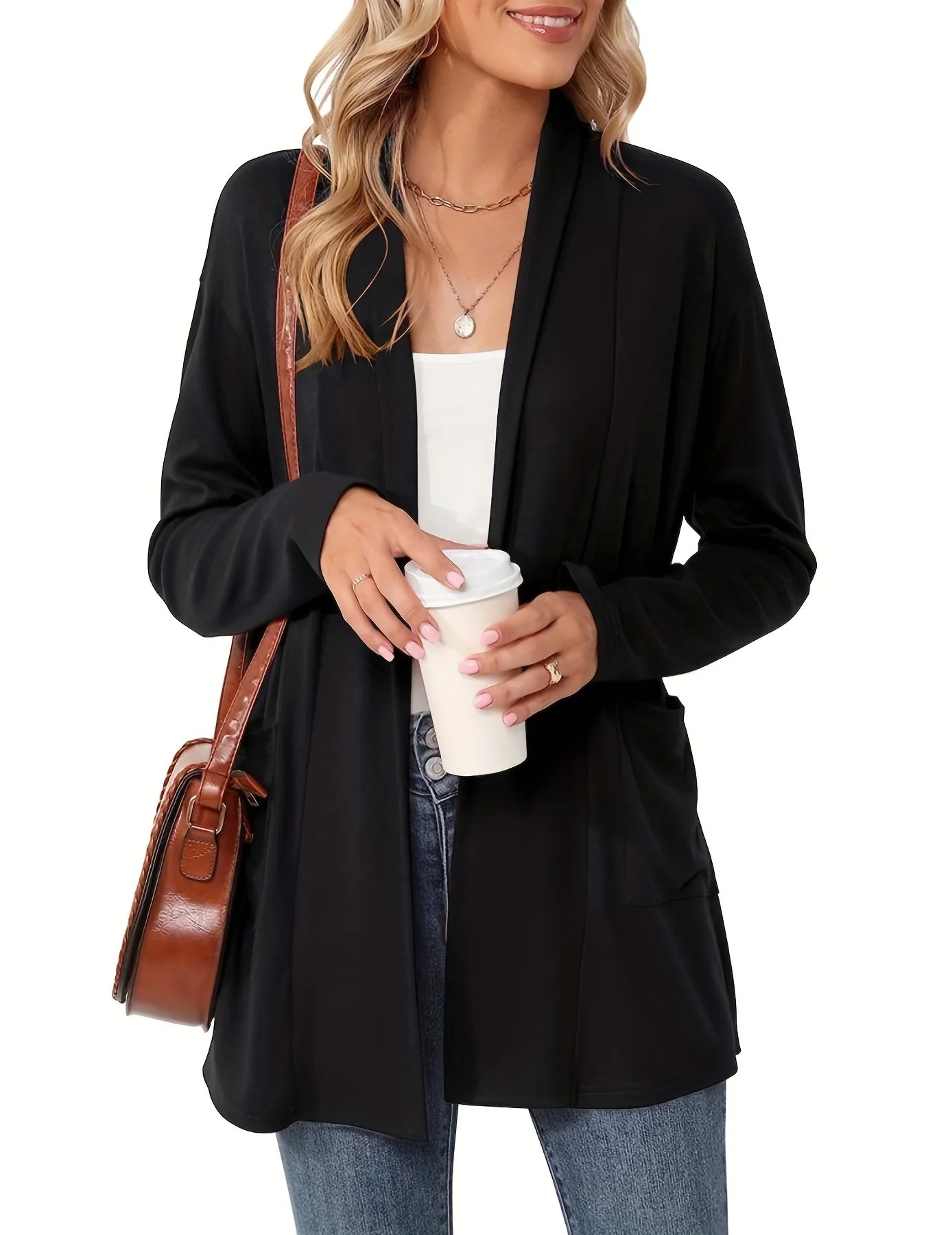 Sophie | Stevig gebreid casual vest met lange mouwen en open voorkant - Image 4