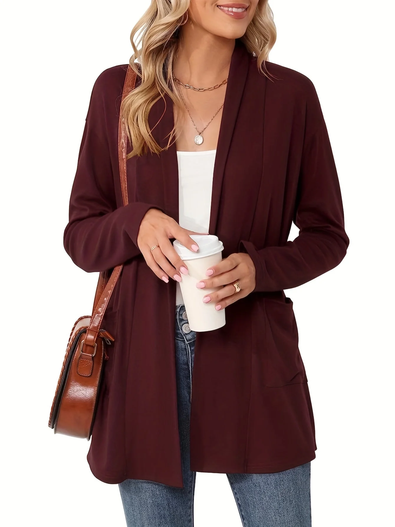 Sophie | Stevig gebreid casual vest met lange mouwen en open voorkant - Image 5