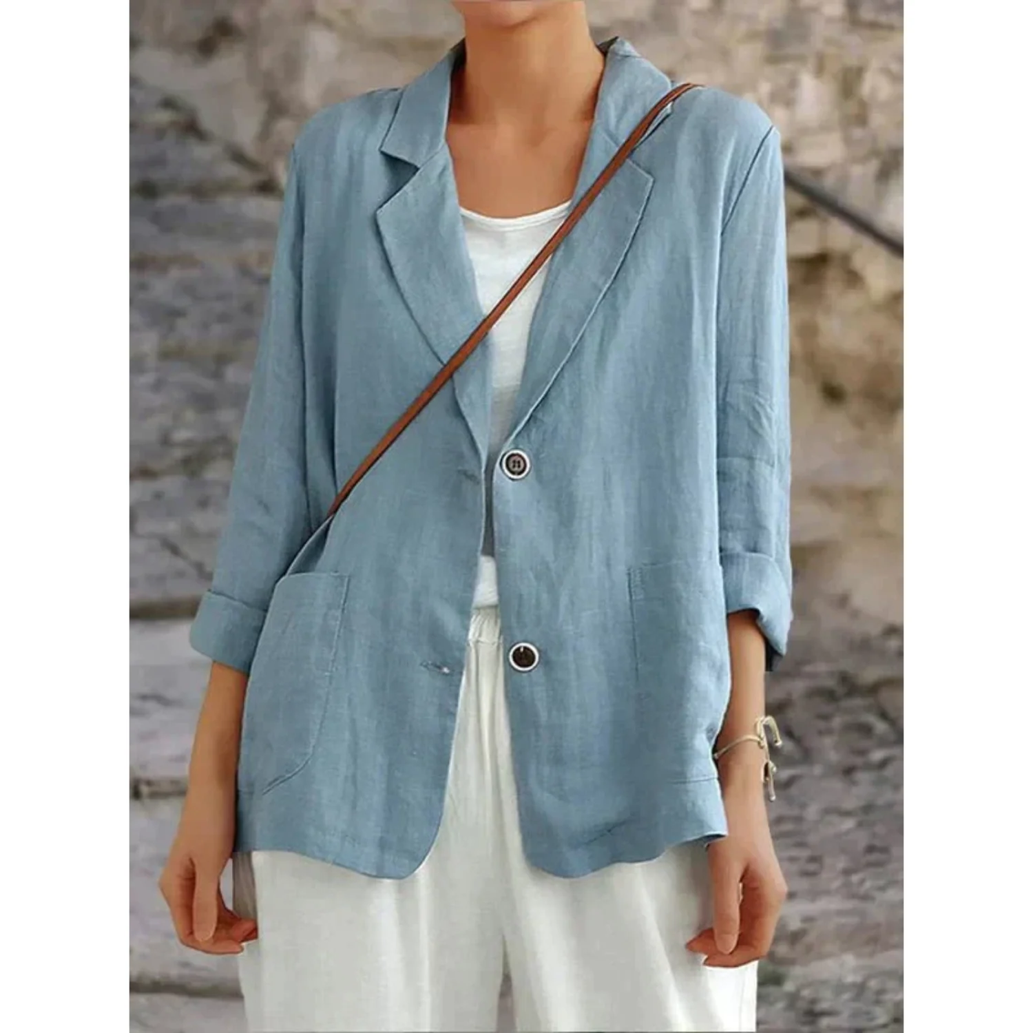 Sophie | Stijlvolle linnen damesblazer met kraag - Image 2