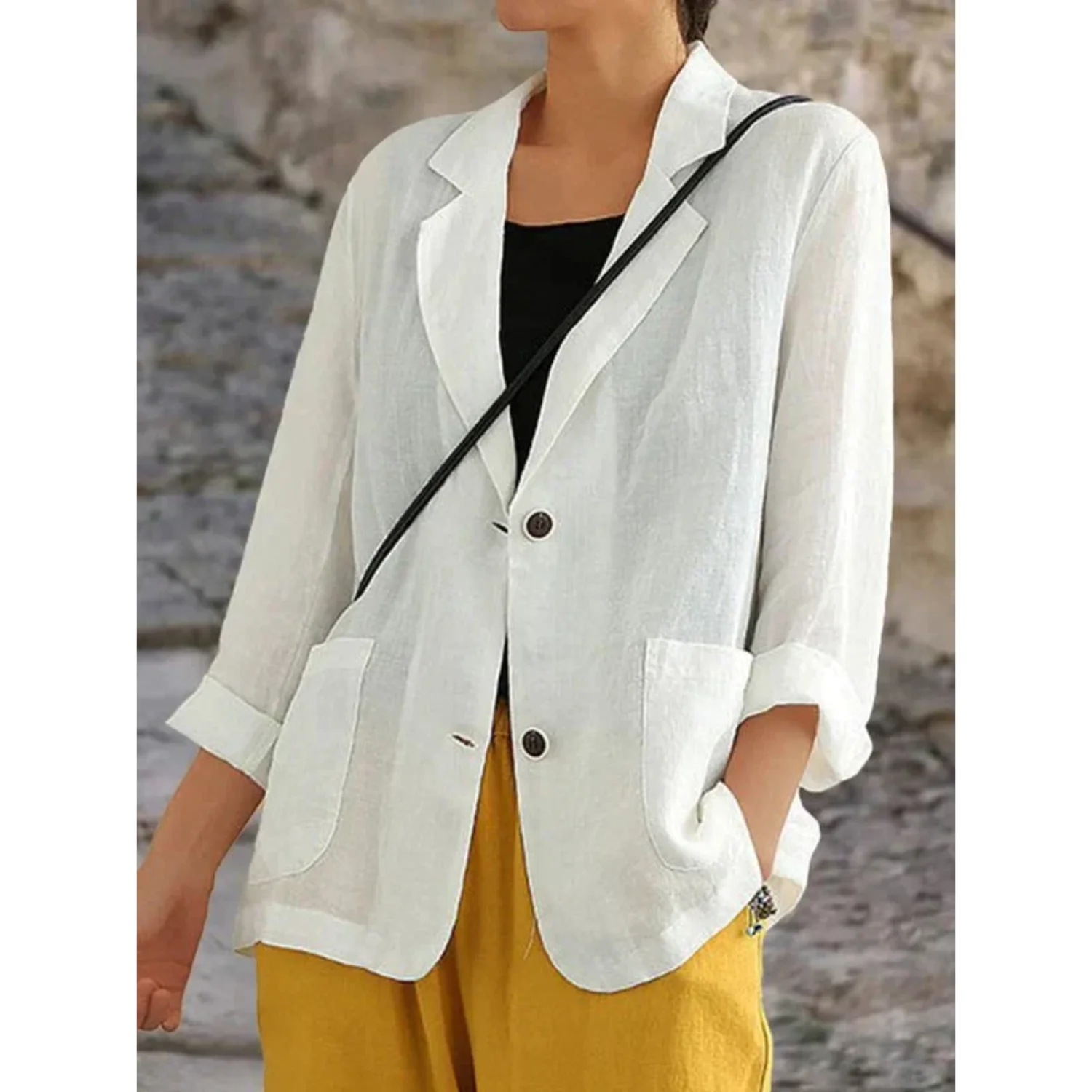 Sophie | Stijlvolle linnen damesblazer met kraag - Image 4