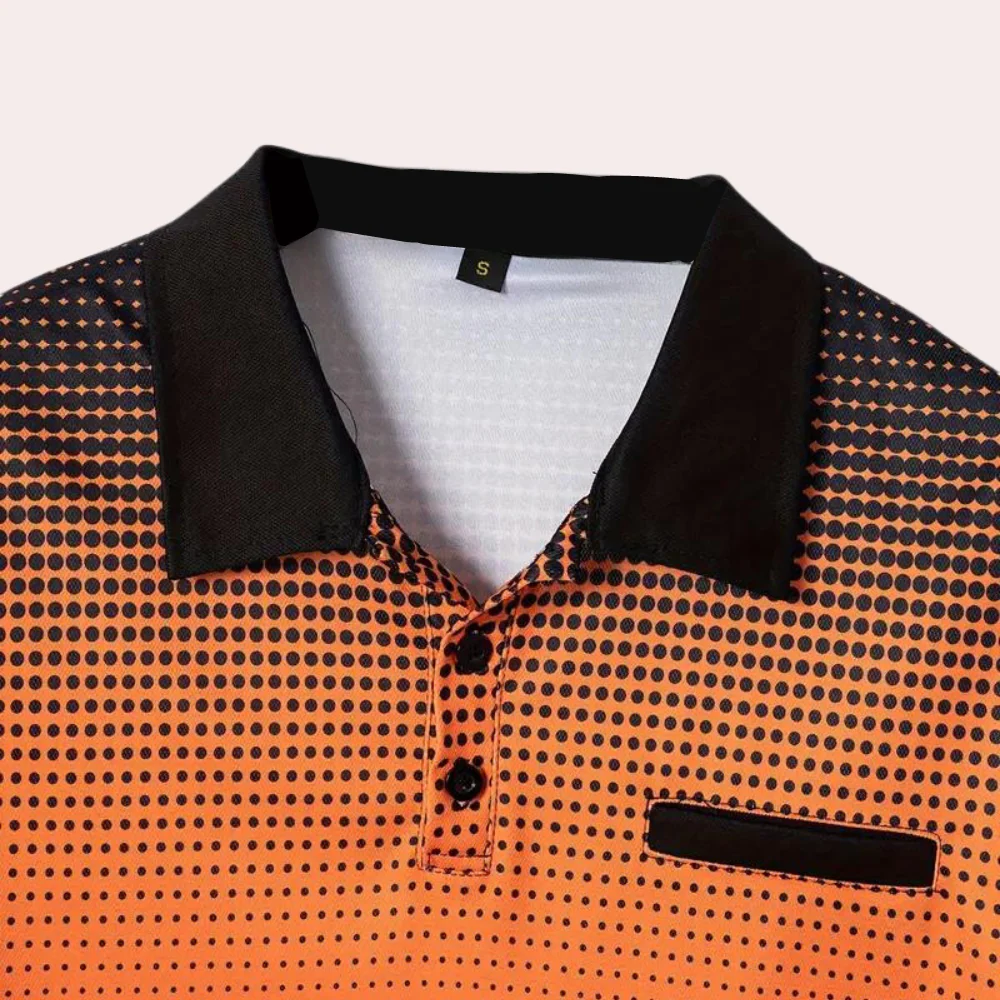 Teun | Oranje zomer overhemd met stippen - Image 3