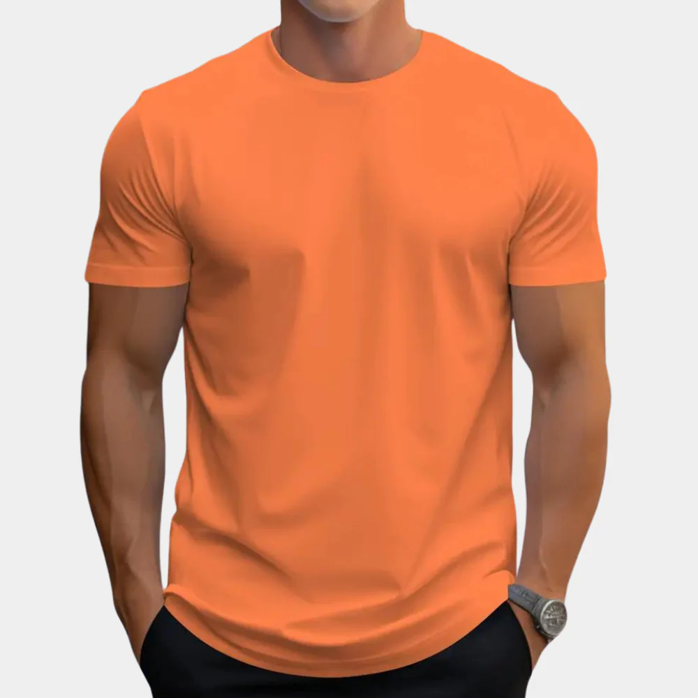 Luuk | Oranje zomert-shirt met ronde hals