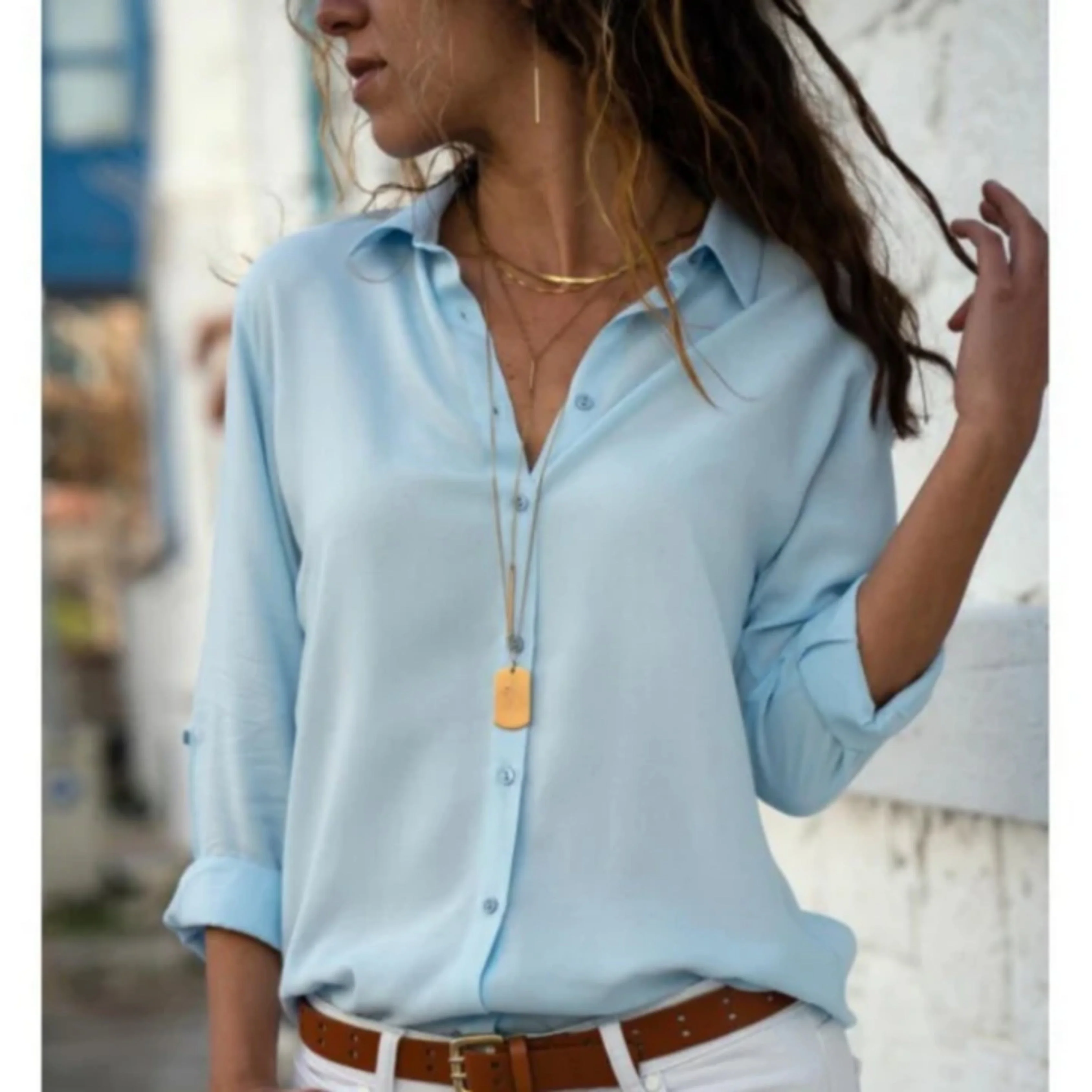 Kayleigh | Dames blouse met lange mouwen en knoopsluiting - Image 4