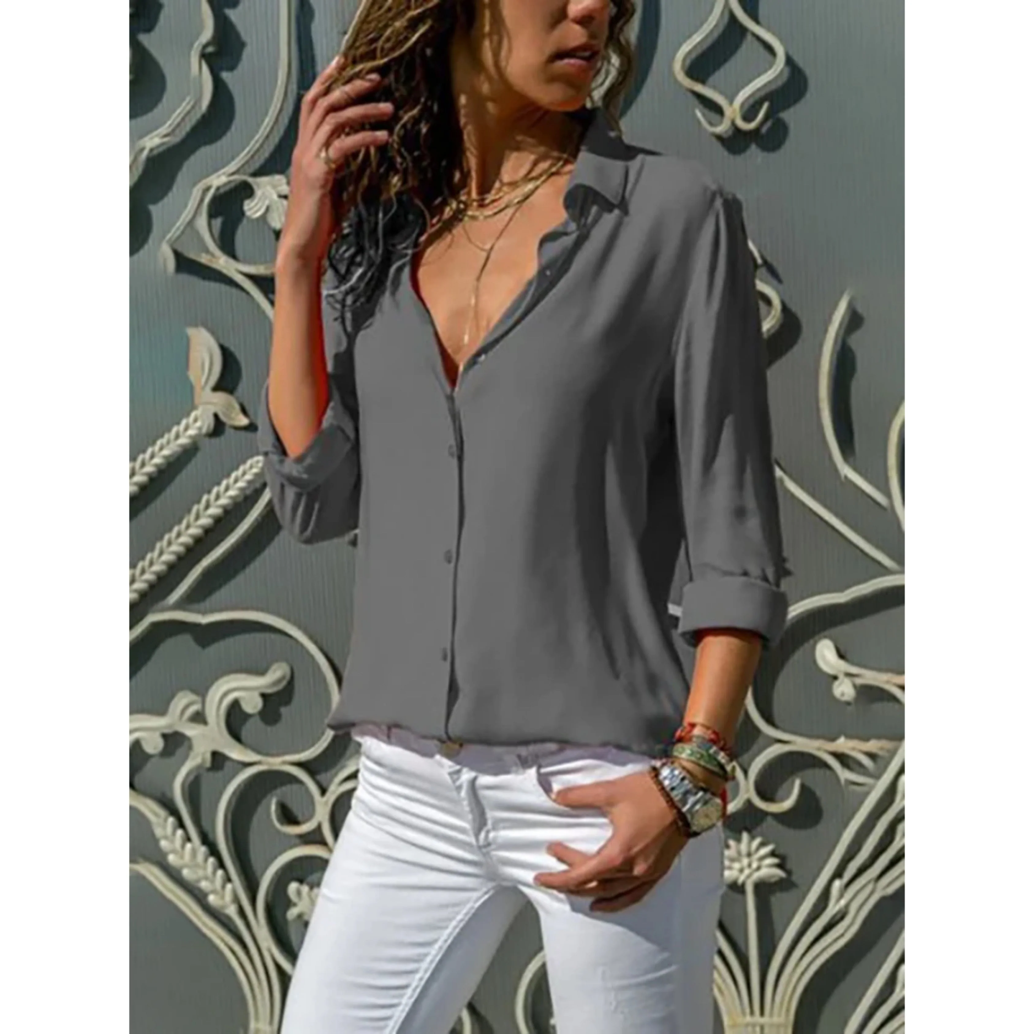 Kayleigh | Dames blouse met lange mouwen en knoopsluiting - Image 5
