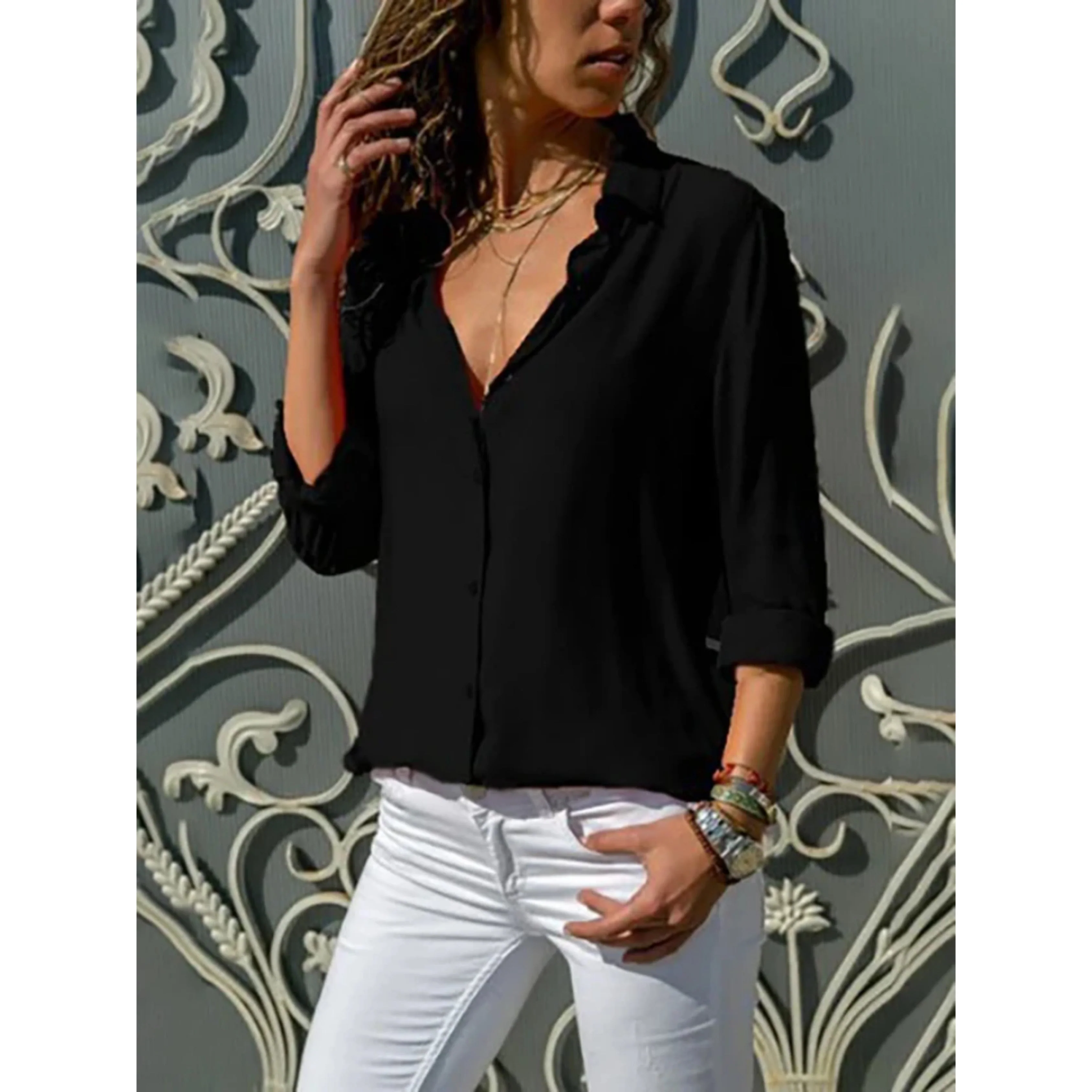 Kayleigh | Dames blouse met lange mouwen en knoopsluiting - Image 6