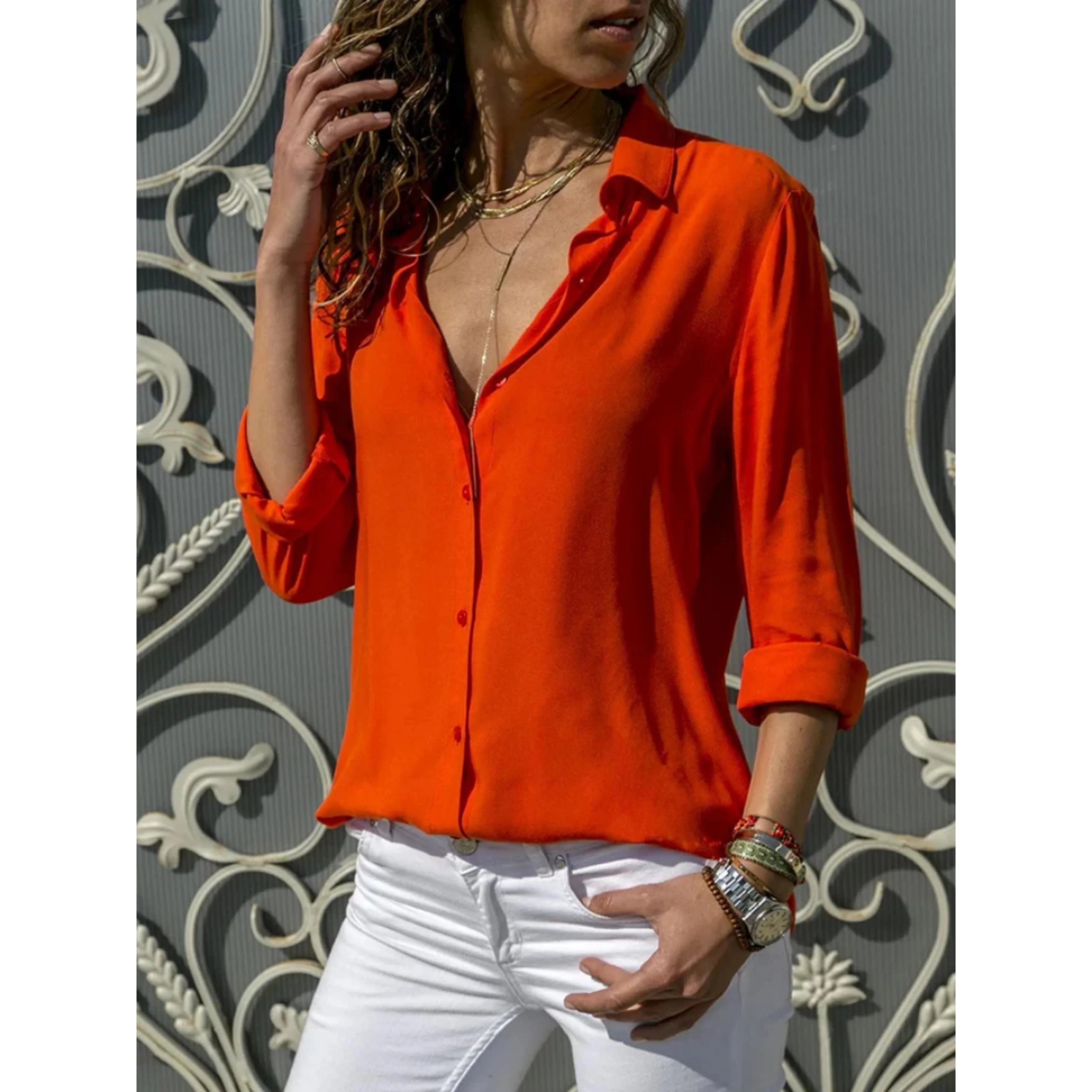 Kayleigh | Dames blouse met lange mouwen en knoopsluiting - Image 7