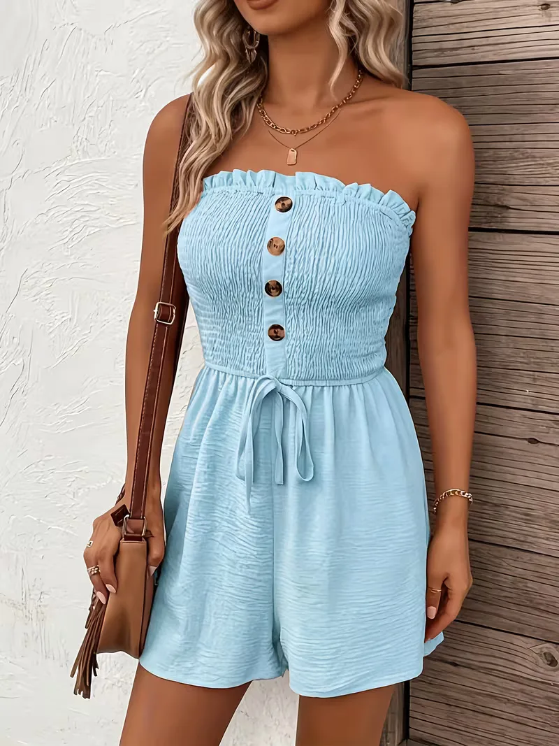Strapless playsuit met wijde pijpen - Image 11