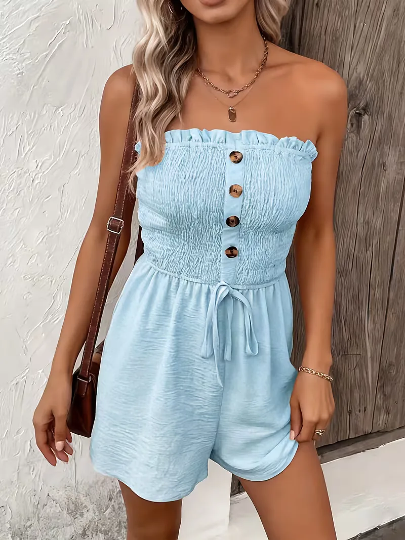 Strapless playsuit met wijde pijpen - Image 13
