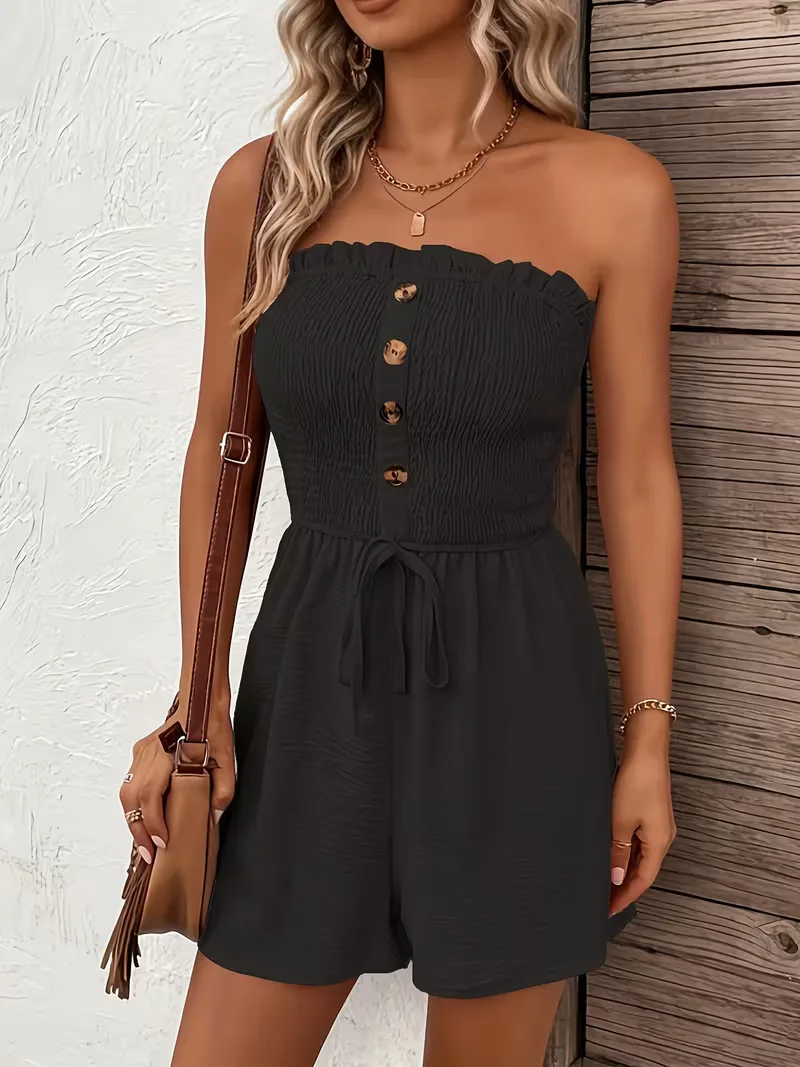 Strapless playsuit met wijde pijpen - Image 6