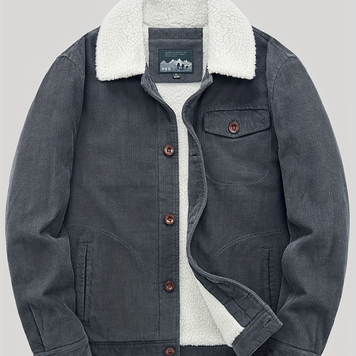Sven | Warme fleece corduroy heren knoopjas - Image 12