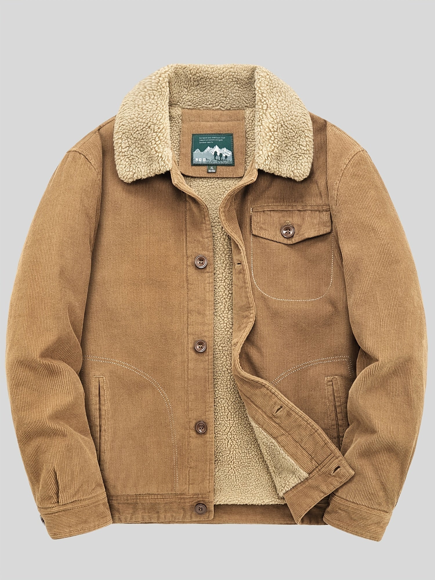 Sven | Warme fleece corduroy heren knoopjas - Image 2