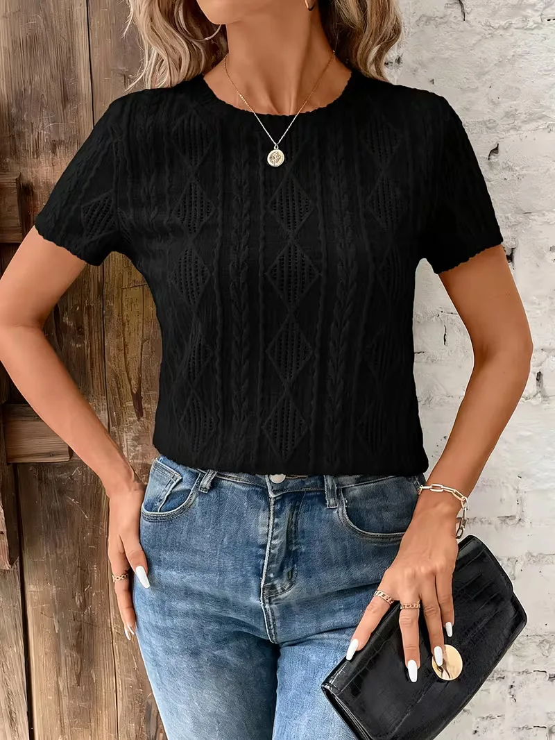 T-shirt met jacquard patroon - Image 8