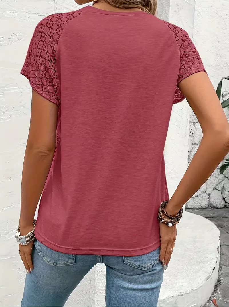 T-shirt met kantdetails korte mouw - Image 14