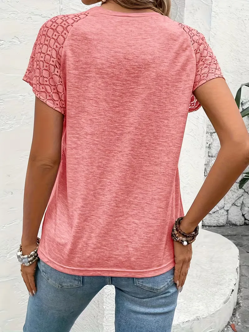 T-shirt met kantdetails korte mouw - Image 19