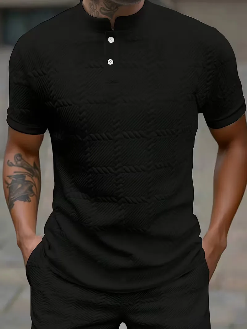 T-shirt met korte mouwen en opstaande kraag - Image 4