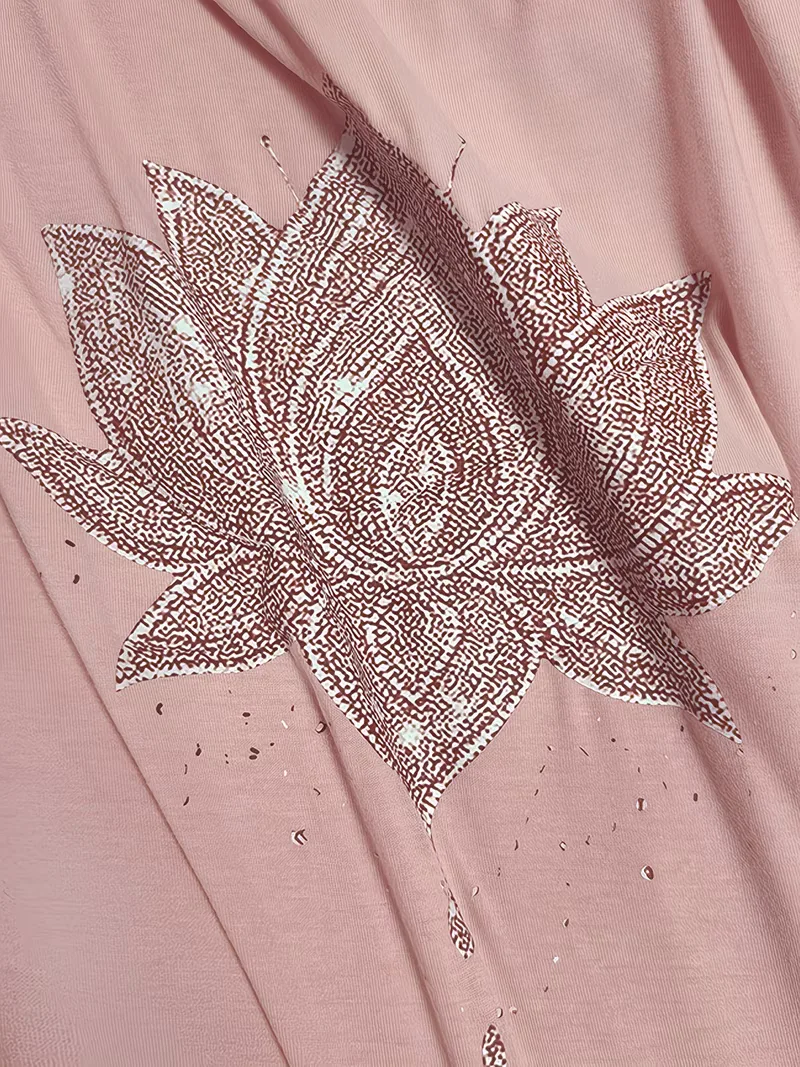 T-shirt met lotus bloemenprint - Image 29