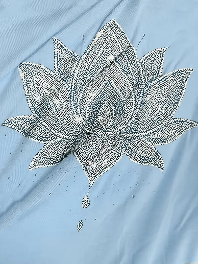 T-shirt met lotus bloemenprint - Image 3