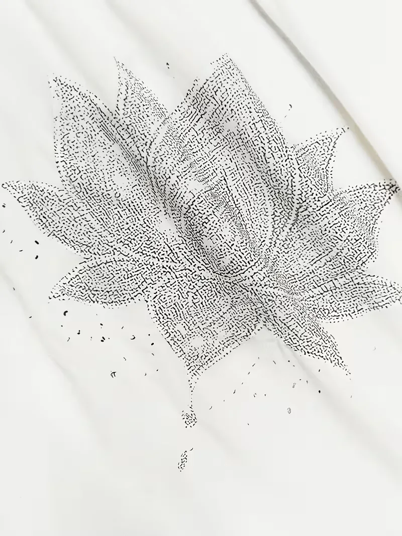 T-shirt met lotus bloemenprint - Image 9