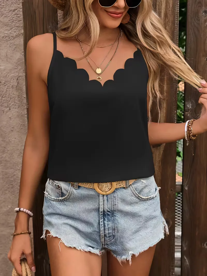 Tanktop met V-hals en scallop trim - Image 22