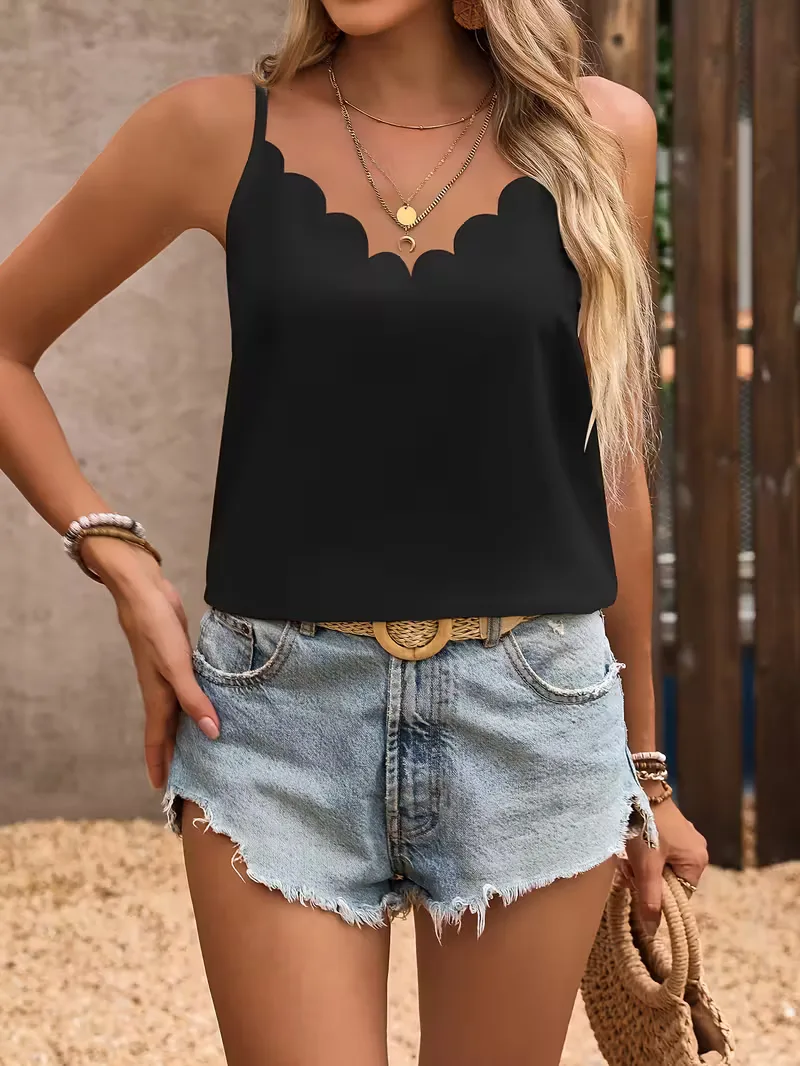 Tanktop met V-hals en scallop trim - Image 23