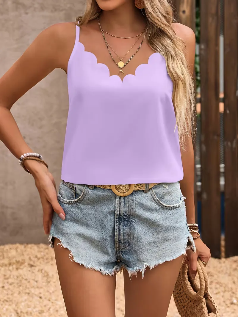 Tanktop met V-hals en scallop trim - Image 30