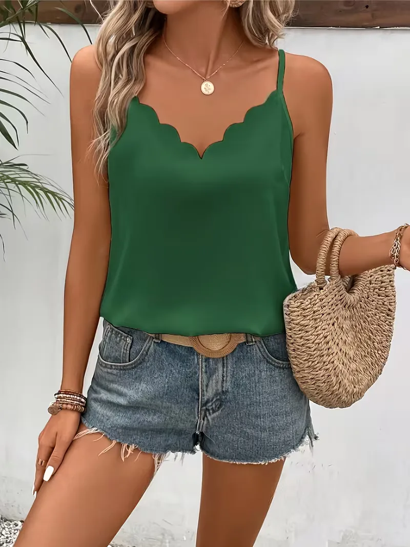 Tanktop met V-hals en scallop trim - Image 40