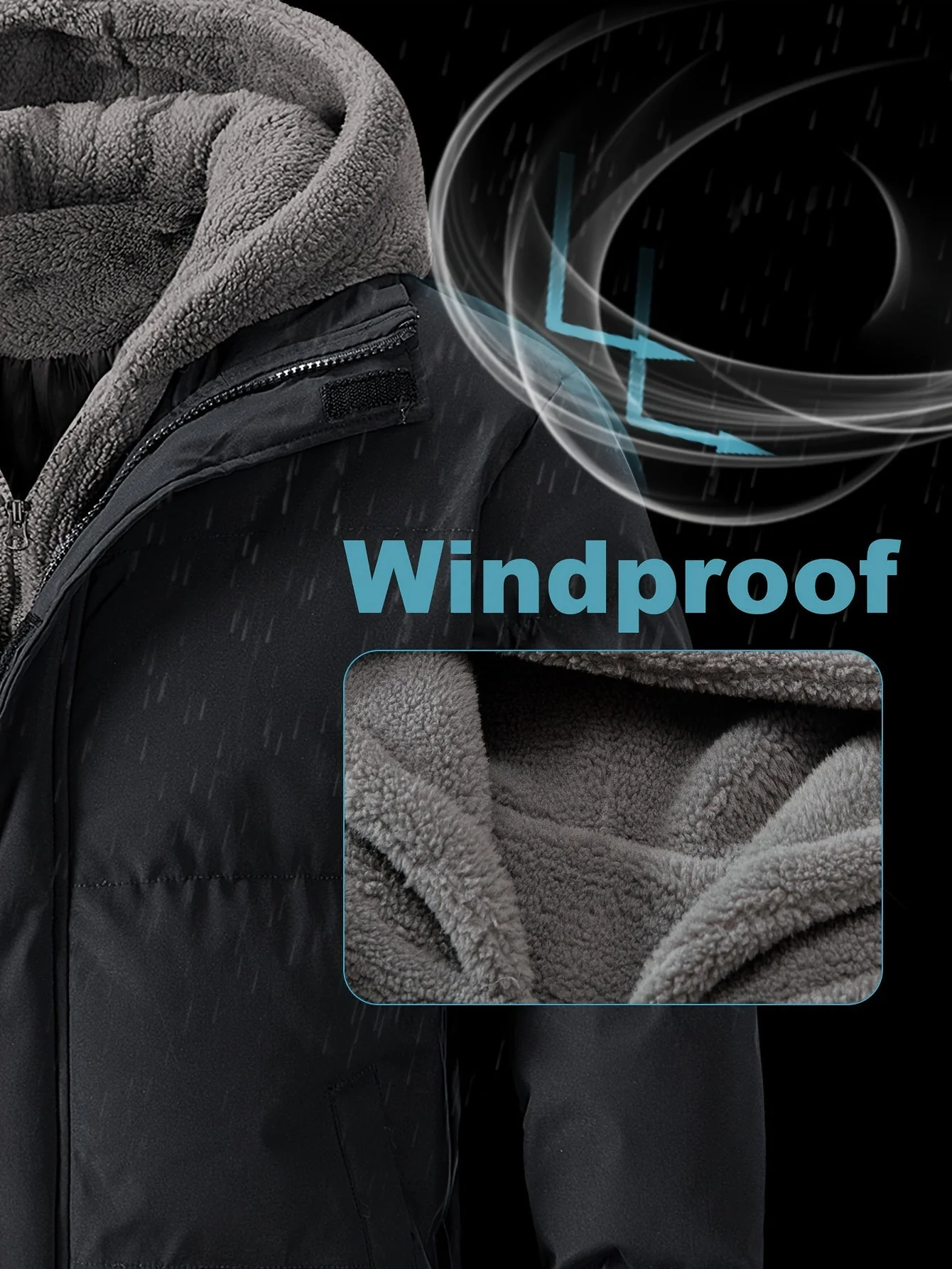 Tim | Gewatteerde heren fleece jas met capuchon en zakken - Image 10