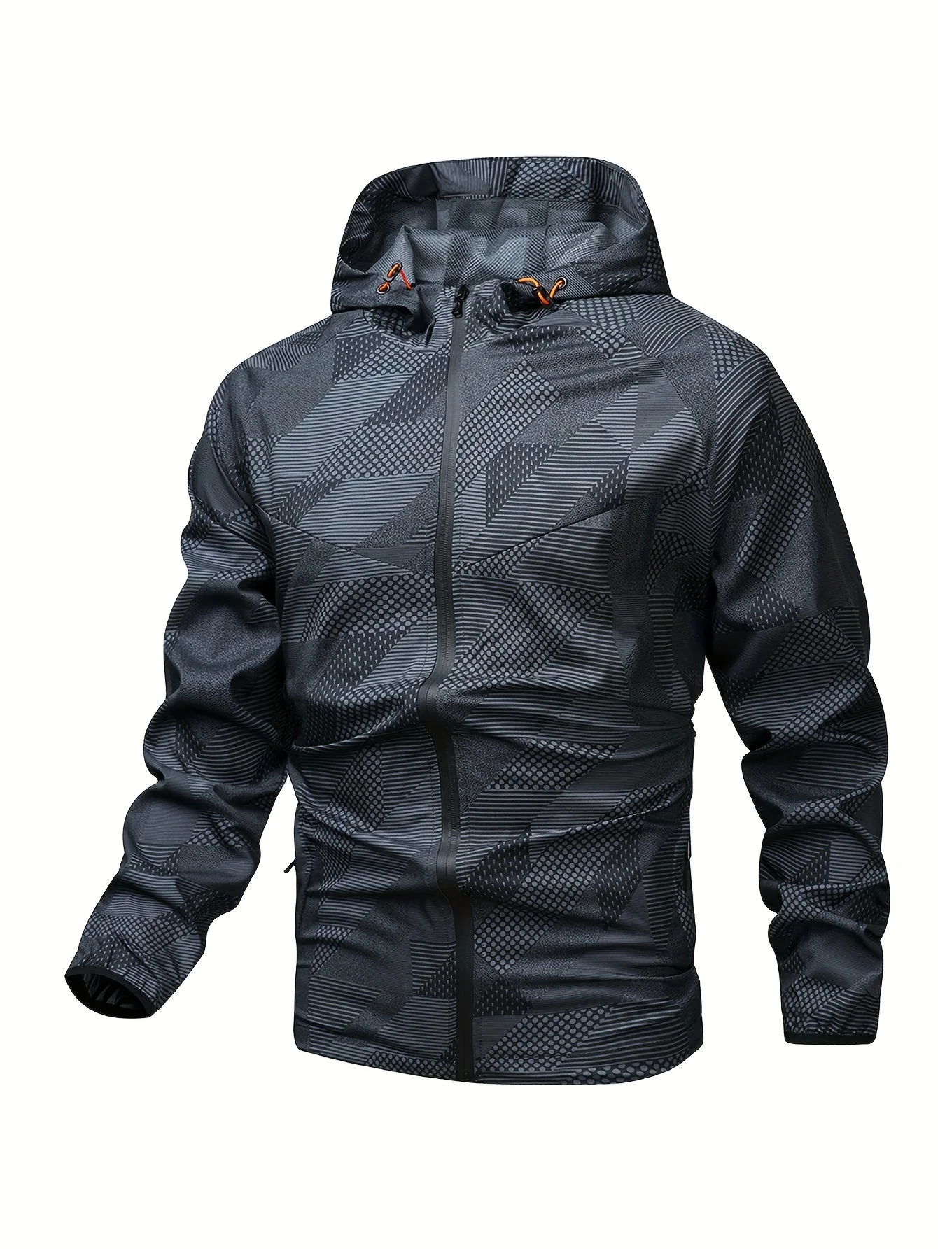 Tom | Kleurblok gehoodiede zip-up jas voor heren - Image 2